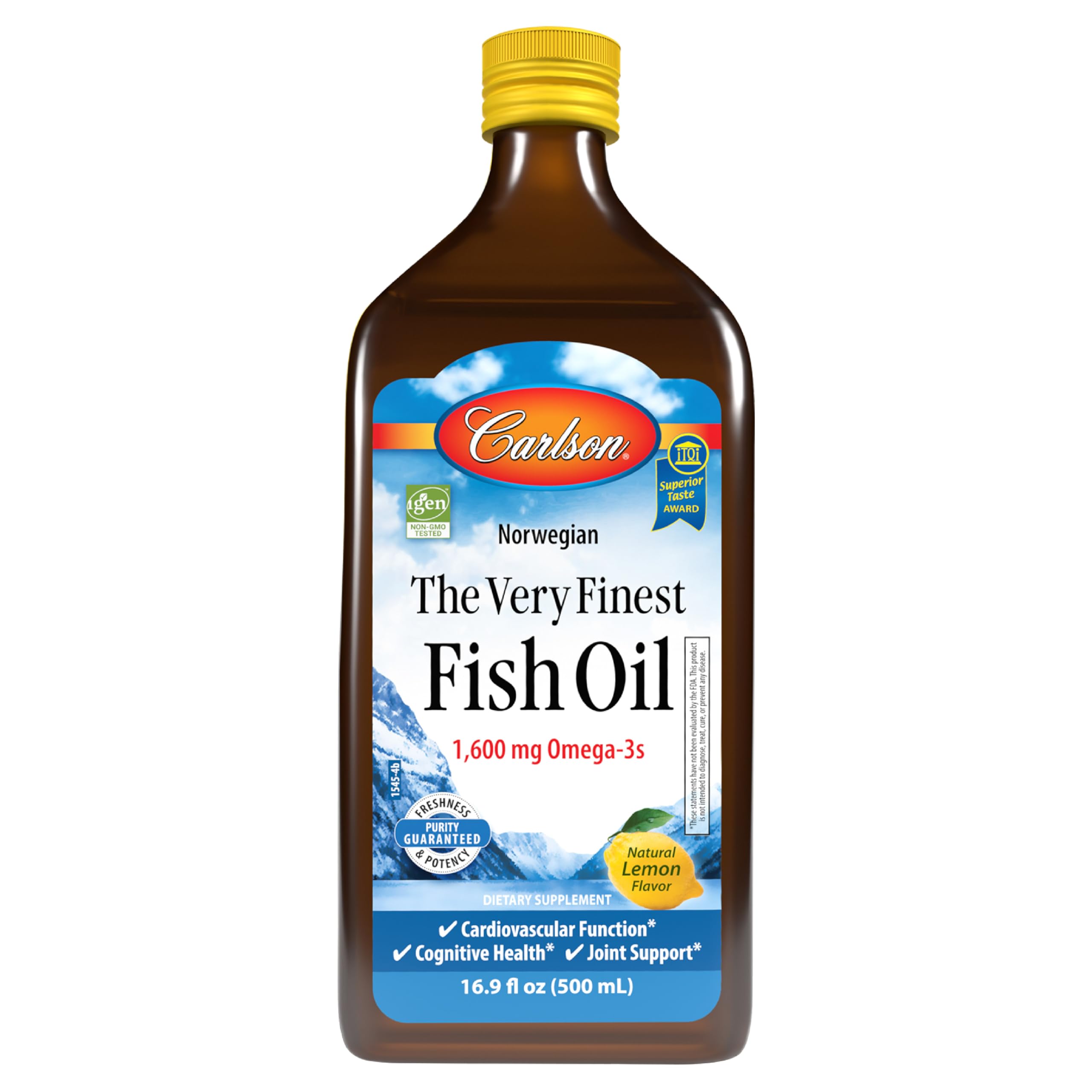 Carlson The Very Finest Fish Oil,Orange, Norwegian, 1,600 mg Omega-3s, 500 mL