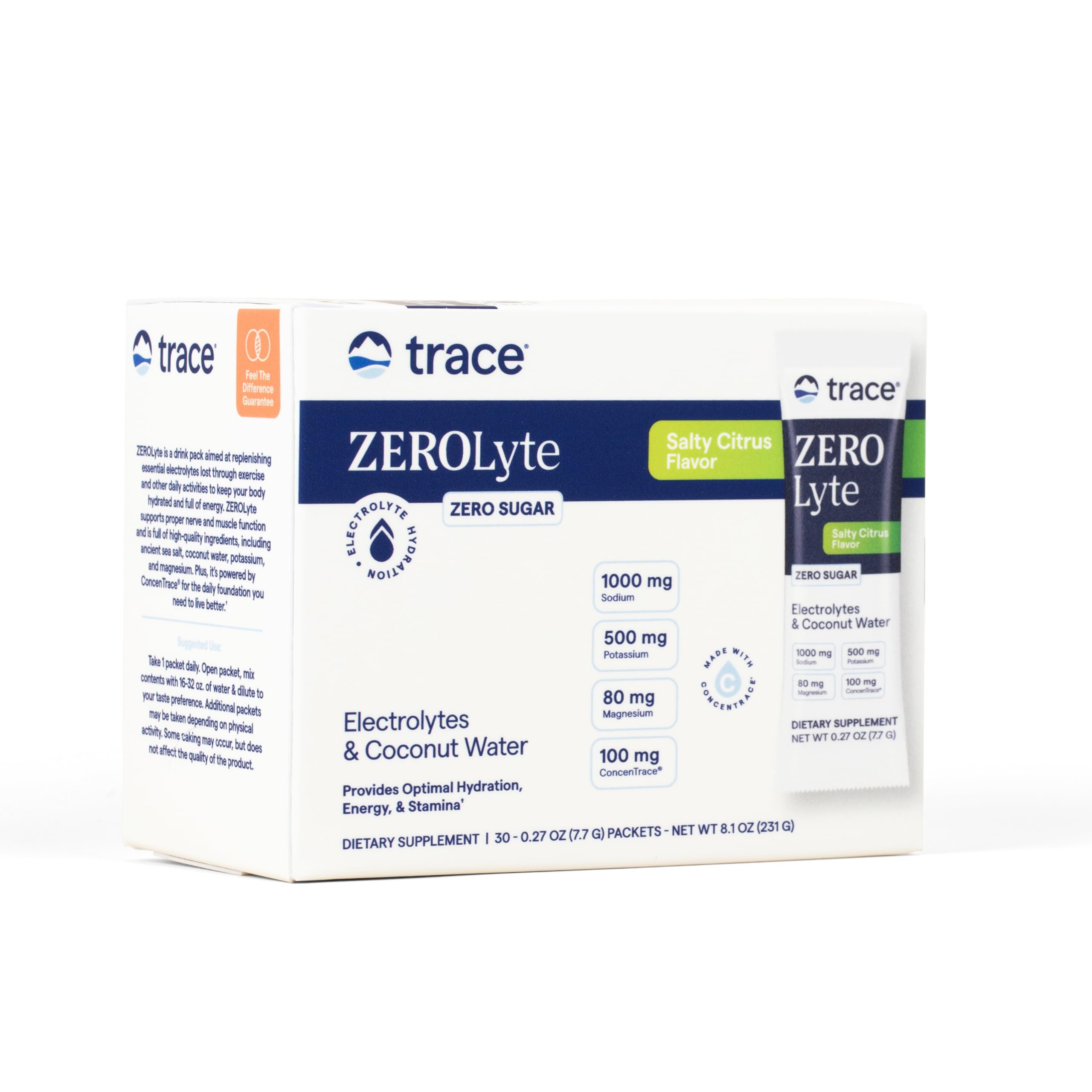 Trace Minerals ZeroLyte Salty Mango Flavor - Sugar Free Electrolyte Drink Mix - Supports Hydration, Energy, Stamina - Ancient Sea Salt, Full Spectrum Minerals, Coconut Water