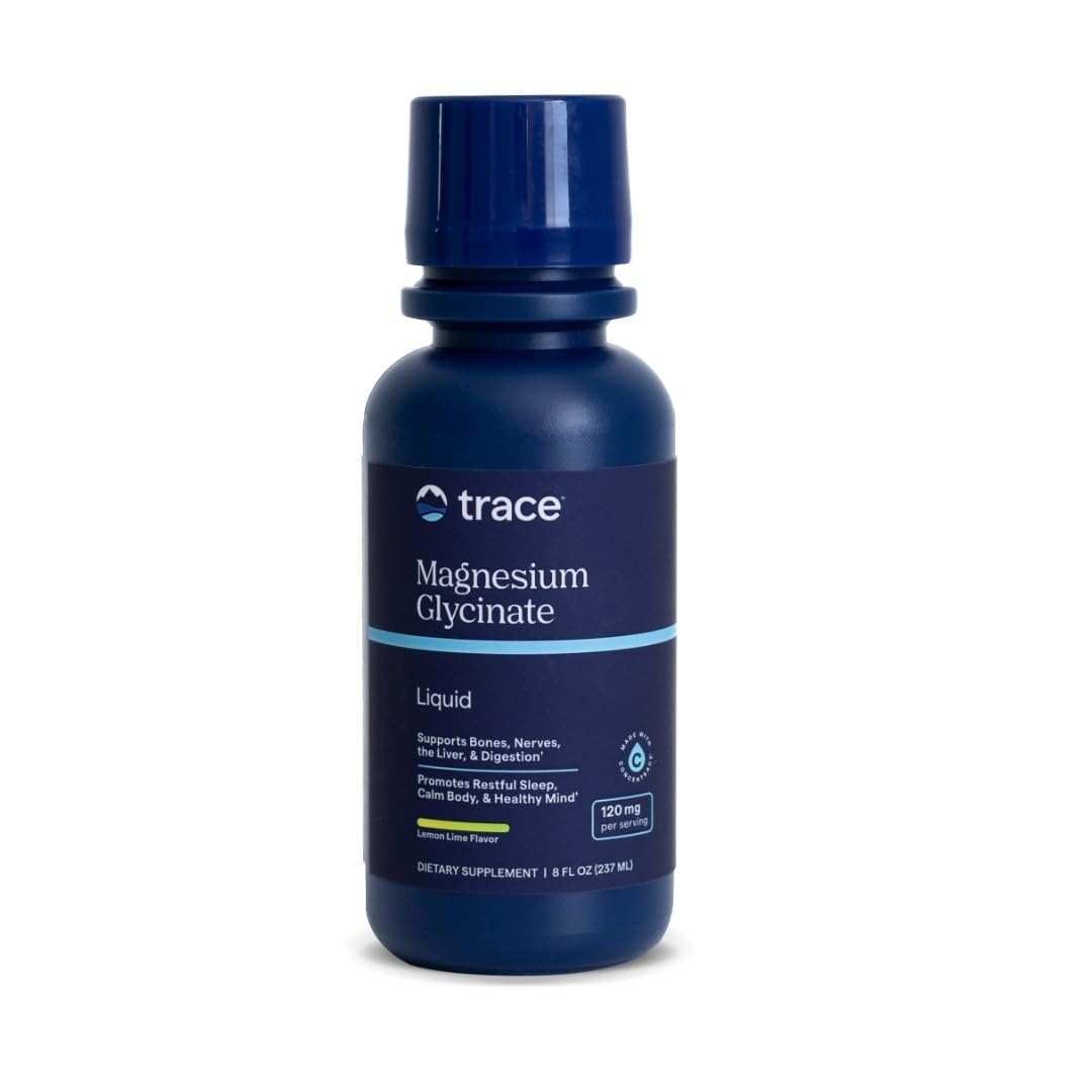 Trace Minerals Magnesium Glycinate - Liquid Magnesium Glycinate for Bone, Nerve & Digestive Health - Supports Sleep Quality, Clarity & Focus - Gentle - Lemon Lime Flavor - 8 fl oz (30 Servings)